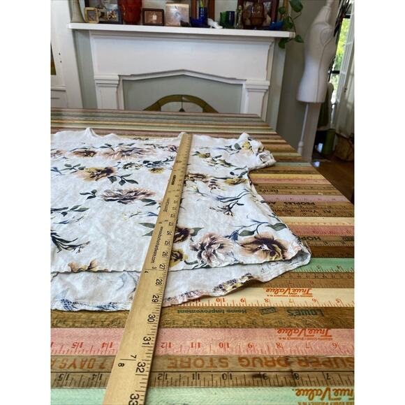 Lungo Larno Floral Linen Top Size 1X Cap Sleeve Lightweight Boho XL Lagenlook - Picture 11 of 13